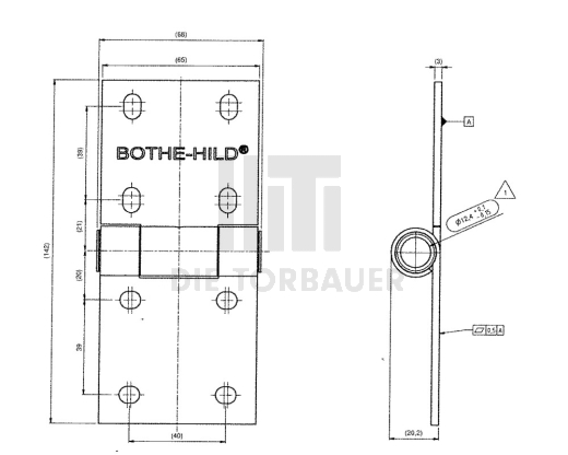 Baugr. Seitenbeschlag Rollenhalter Tandem einfach mit Logo