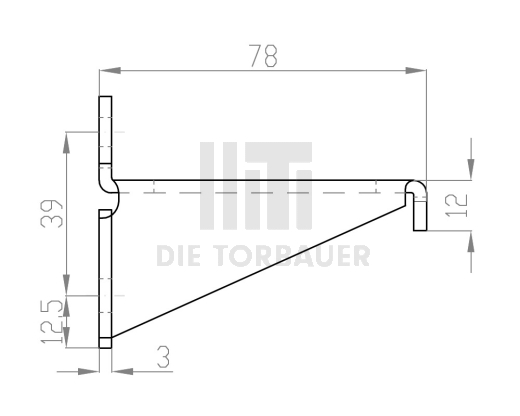 Baugr. Seitenbeschlag Rollenhalter Tandem einfach mit Logo