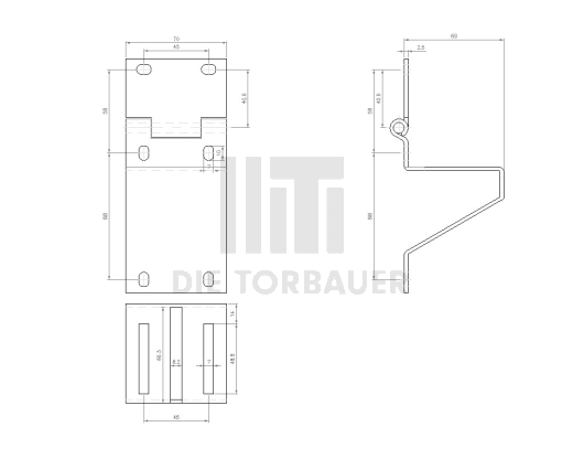 Baugr. Seitenbeschlag Rollenhalter einfach FKS