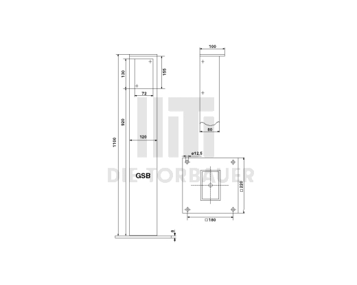 Standsäule Stahl verzinkt mit Schlüsseltaster 3-Befehl